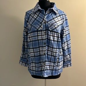 No Comment -Plus- Sherpa-Lined Plaid Shacket - Size 1X